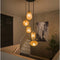 Hanglamp 5L V-shape pattern getrapt - Amber color glas