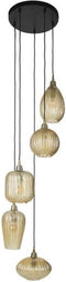Hanglamp 5L V-shape pattern getrapt - Amber color glas