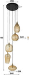 Hanglamp 5L V-shape pattern getrapt - Amber color glas