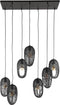Hanglamp 7 lampen - open oog wire - Artic Zwart - Metaal - 7 Lichts - Rond - Woonkamer - Keuken - In Hoogte Verstelbaar tot 150 cm - Exclusief Lichtbron - Voedingstype Netstroom