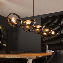 Hanglamp 8 Lampen - Hover - Charcoal - Metaal - Woonkamer - Keuken - Modern en Elegant - Exclusief Lichtbron - E27 Fitting - Voedingstype Netstroom