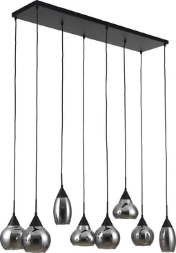 Hanglamp, 8-lichts, H340 smoke glas