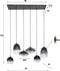 Hanglamp Alaska 6 lampen - Artic zwart mix