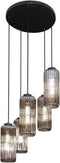 Hanglamp Cilinder smoke glas 5 lampen - Artic zwart