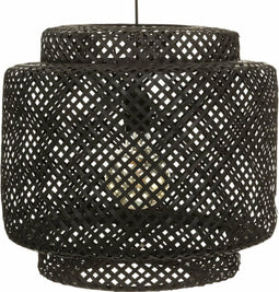 Hanglamp Gevlochten Bamboe - Verlichting - Rotan - Ø40 cm - Zwart