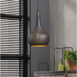 Hanglamp Industry concrete kegel - Zwart bruin