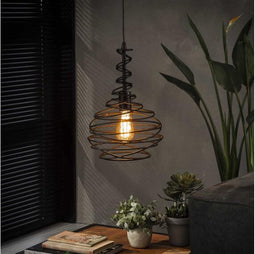 Hanglamp Kegel spinn Ø25 cm - Zwart