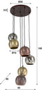 Hanglamp Maria getrapt metal 6 lampen - mix color