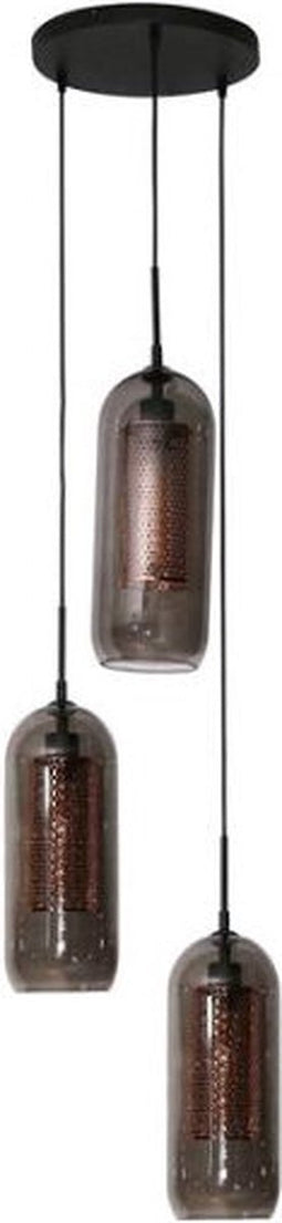 Hanglamp Mercurius getrapt smoke glas - Artic zwart