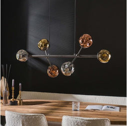 Hanglamp Molecule 6 lampen mix glass - Artic zwart