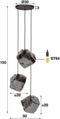 Hanglamp Rocky Chromed 3 lampen - Glas