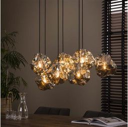 Hanglamp Rocky Chromed 7 lampen - Glas