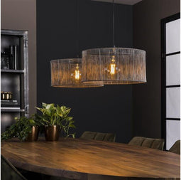 Hanglamp Stringshade 2 lampen - Zwart nikkel