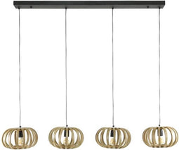 Hanglamp Stripes 4 lampen mangohout - naturel