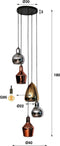 Hanglamp Tricolore 5 Lichts Mix Glass E27 Fitting