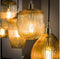 Hanglamp van 6 Lampen met Gestreept Glas Verticaal Eetkamer - Stripe Glass - Amberkleurig Glas - Woonkamer - Eettafel - Slaapkamer - Sfeer Verlichting - In Hoogte Verstelbaar tot 150 cm - Exclusief Lichtbron