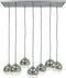 Hanglamp van 7 Bubble Lampen Bollen met Rookglas - Oud Zilver - Woonkamer - Eettafel - Slaapkamer - Sfeer Verlichting - In Hoogte Verstelbaar tot 150 cm