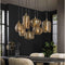 Hanglamp van 7 Lampen met Gestreept Glas Horizontaal Eetkamer - Amberkleurig glas - Stripe Glass - Woonkamer - Eettafel - Slaapkamer - Sfeer Verlichting - In Hoogte Verstelbaar tot 150 cm - 3+4 Lampen