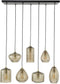 Hanglamp van 7 Lampen met Gestreept Glas Horizontaal Eetkamer - Amberkleurig glas - Stripe Glass - Woonkamer - Eettafel - Slaapkamer - Sfeer Verlichting - In Hoogte Verstelbaar tot 150 cm - 3+4 Lampen