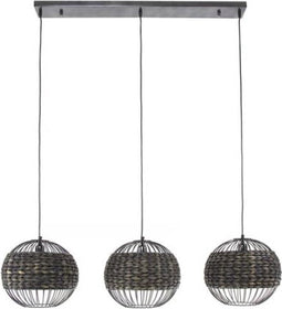 Hanglamp Waterhyacint bol 3 lampen - Zwart nikkel