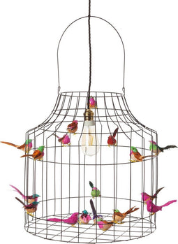 Hanglamp zwart metaal | met vogeltjes nét echt