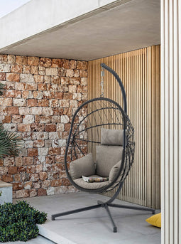 Hangstoel SenS-Line Lisa - Tuinstoel - Hangei - Spek Egg - Grijs - Max. gewicht 125kg - Inclusief kussen - Compact - Inklapbaar