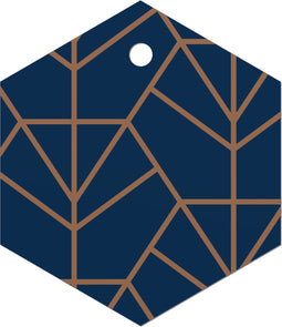 Hangtag - Blue diamond - 60x69mm - kraftpapier - blauw/koper - 50 stuks