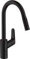 hansgrohe Focus M41 ééngreeps keukenmengkraan 240 met uittrekbare vuistdouche, 2 straalsoorten mat zwart