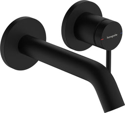hansgrohe Tecturis S ééngreeps wastafelkraan inbouw voor wandmontage, met uitloop 16,5 cm mat zwart