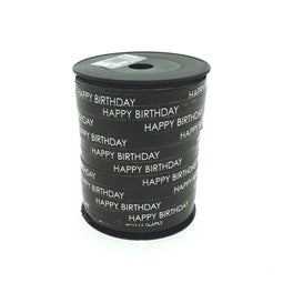 Happy birthday inpaklint - zwart - 250m - cadeaulint - krullint - sierlint - verjaardag