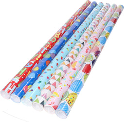 Happy Birthday Inpakpapier/cadeaupapier - 6x stuks rollen - feest/verjaardag prints - 200 x 70 cm - papier - cadeautjes inpakken
