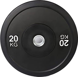 Happygetfit - 20kg Olympische Bumper Plate 2 "| Zwart | RVS Naaf | Barbell Plate | Hoge Impact Noise Resistant | Rubber Fitness Gym Apparatuur | CrossFit | Gewichtheffen | Thuis Workout | Bodybuilding