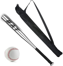 Happygetfit - 76cm honkbalknuppel, Macllar aluminium honkbalknuppel, lichtgewicht, met bal, opbergtas, zilver