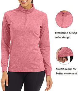 Happygetfit - Dames hardloopshirts met lange mouwen lichtgewicht workout tops met 1/4 rits kraag voor lente herfst