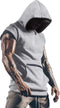 Happygetfit - Heren Gym Tank Tops Sport T Shirt Dunne Fitness Spiervest Mouwloos Hoodies met Zakken