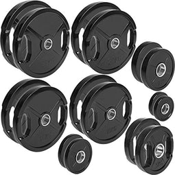 Happygetfit - Sport Olympische schijven met rubber bekleed, 1 paar halterschijven Ø 50/51 mm, 1 paar 0,5 kg - 30 kg halterschijven, bumper platen, gewichten voor lange halters met greepgaten