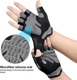 Happygetfit - Sporthandschoenen, ademende trainingshandschoenen, fietshandschoenen, antislip siliconen gevoerde palmbescherming en extra grip, fitnesshandschoenen voor mannen vrouwen, gewichtheffen, kruisfit/fietsen