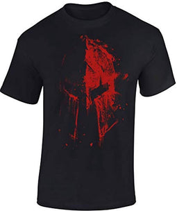 Happygetfit - T-shirt: Sparta bloedhelm - Urban Streetwear - sportkleding mannen mannen vrouwen - en - Spartan Train Hard - Gym Fitness Body Building - Muscle-shirt - Kraft - MMA Fight Boxer vechtsport - Athletic