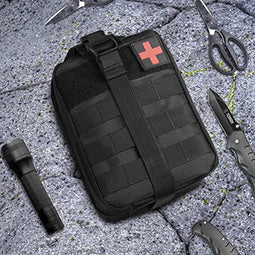 Happygetfit - Tactische Heuptassen, Molle EDC Pouch, Outdoor Heuptas+Haak, Utility Gadget Riemtas met Mobiele Telefoon Holster voor Sport, Wandelen, Kamperen, Reizen-Zwart
