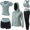 Happygetfit - Trainingspak voor dames, yogakleding, pak van 5 sportpak, joggingpak, gym, fitness, loopkleding, sportswear, sport, yoga, outfit voor dames, beha leggings