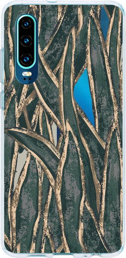 Hoesje Geschikt voor Huawei P30 Hoesje Siliconen - Design Backcover siliconen - Meerkleurig / Wild Leaves