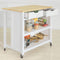SoBuy Kookeiland op Wielen - 100 x 60 x 94 cm - Hout Composiet - Wit - 4 Zwenkwielen Handdoekhouder