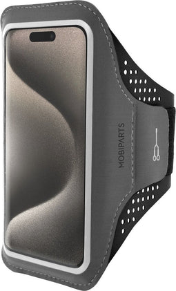 Hardloop Sportarmband geschikt voor Apple iPhone 15 Pro - Zwart - Mobiparts