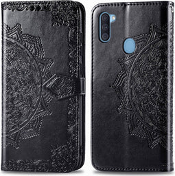 imoshion Hoesje Geschikt voor Samsung Galaxy M11 / A11 Hoesje Met Pasjeshouder - imoshion Mandala Bookcase - Zwart