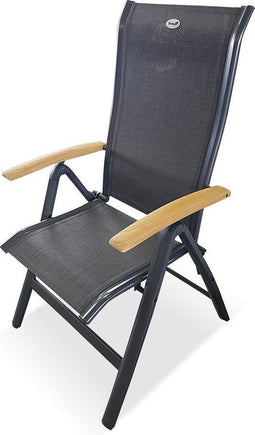 Hartman Alice verstelbare tuinstoel - grijs frame en doek - teak arms
