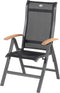Hartman Alice verstelbare tuinstoel - grijs frame en doek - teak arms