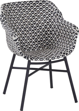 Hartman Delphine Dining Tuinstoel - Zwart/Wit Wicker