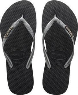 Havaianas Slim Logo Metallic Teenslippers Dames - Zwart