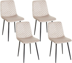 HAVRE - Eetkamerstoelen set van 4 - Beige - Fluweel