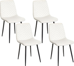 HAVRE - Eetkamerstoelen set van 4 - Wit - Fluweel